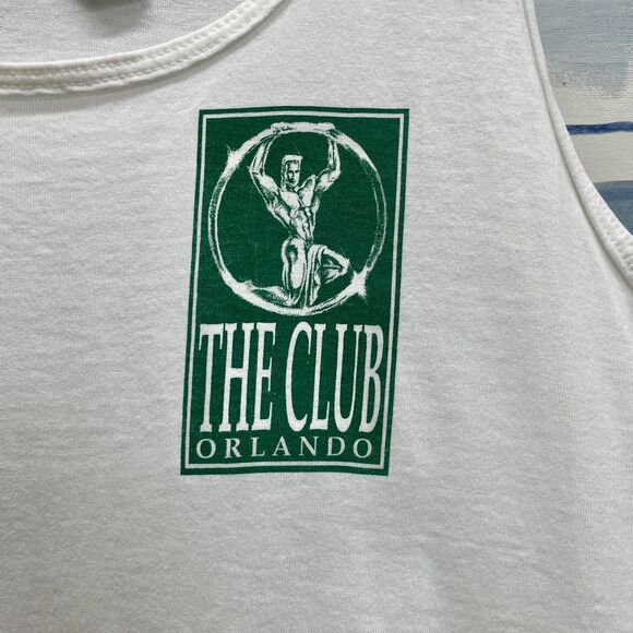 Mens White Tank Top The Club Orlando Tank Top Large White Tank Top Mens Large FL - Picture 2 of 5